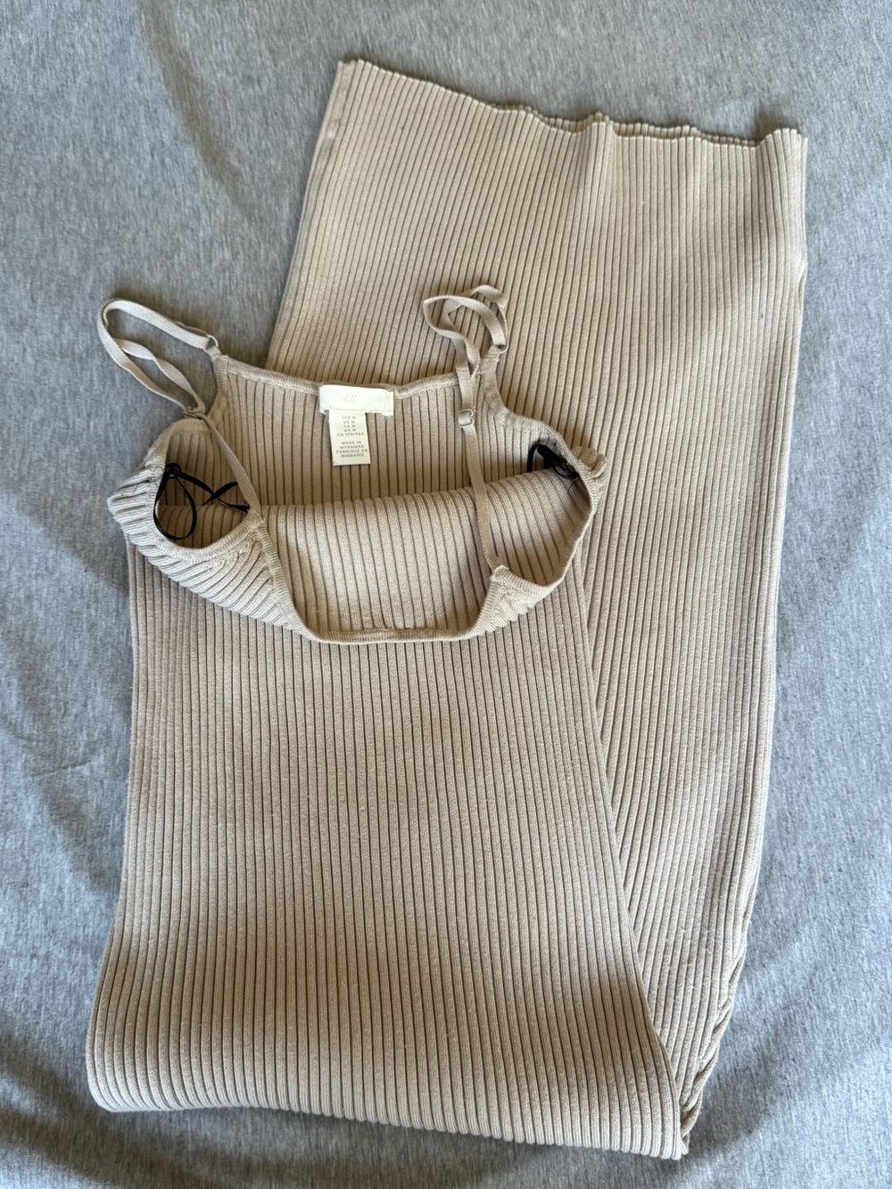 H&M Ribbed Maxi Dress in Beige